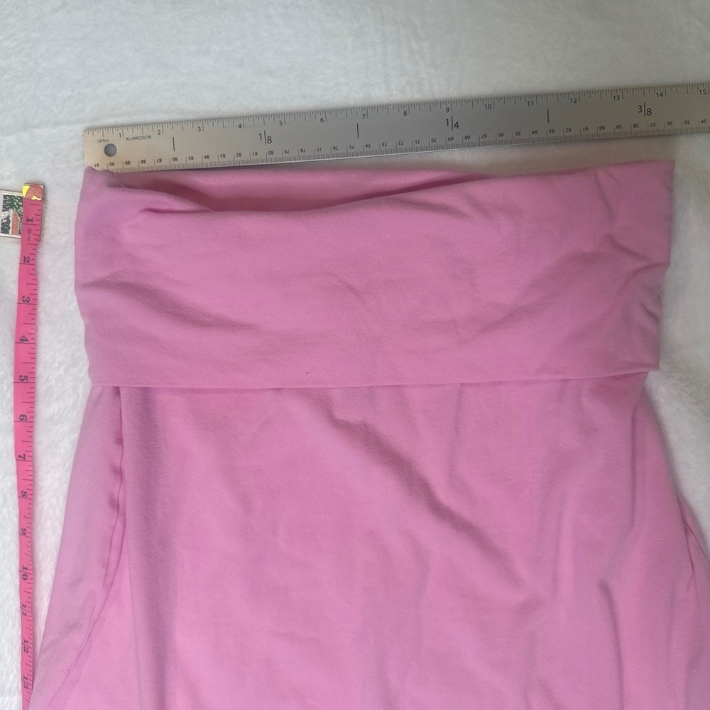 SKIMS Soft Lounge Foldover Maxi Skirt Pink XL Cotton Jersey Back Slit Long Skirt - Picture 5 of 7